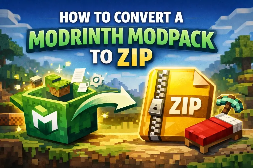 Featured illustration for how to convert a Modrinth modpack to ZIP