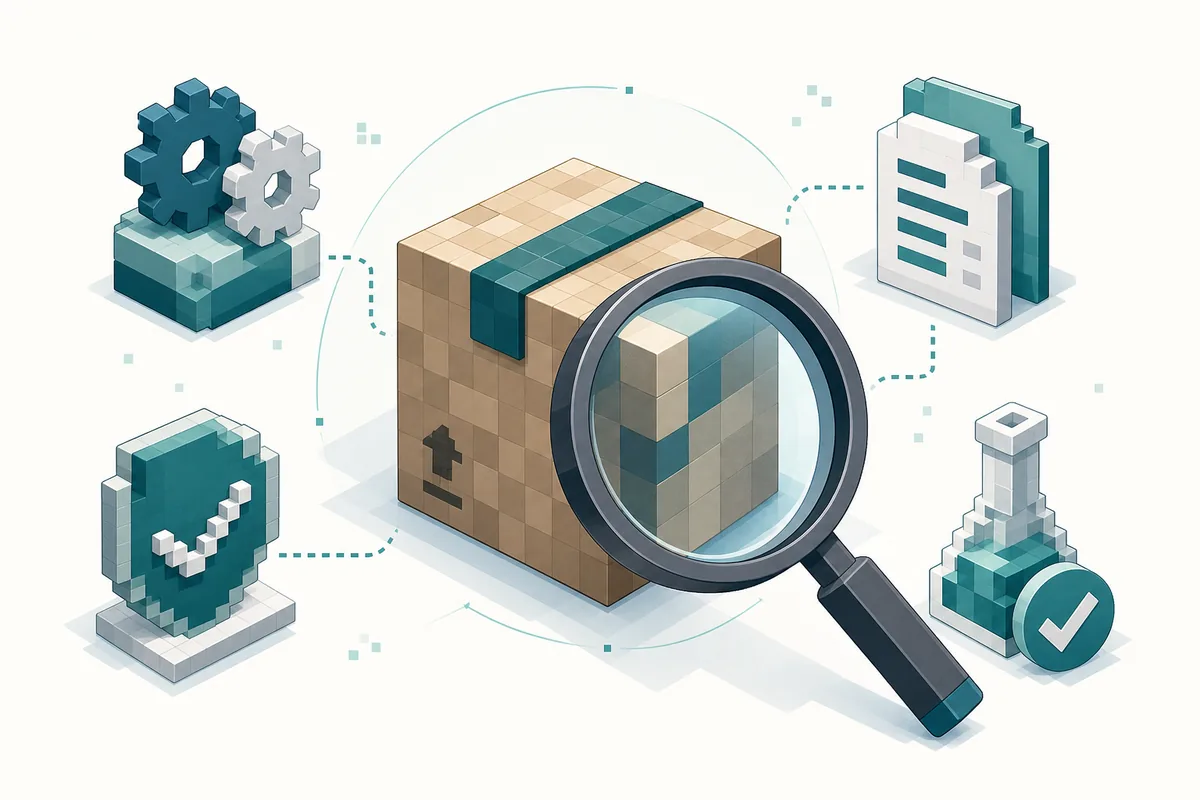 Editorial checklist illustration for testing an MRPACK package before sharing